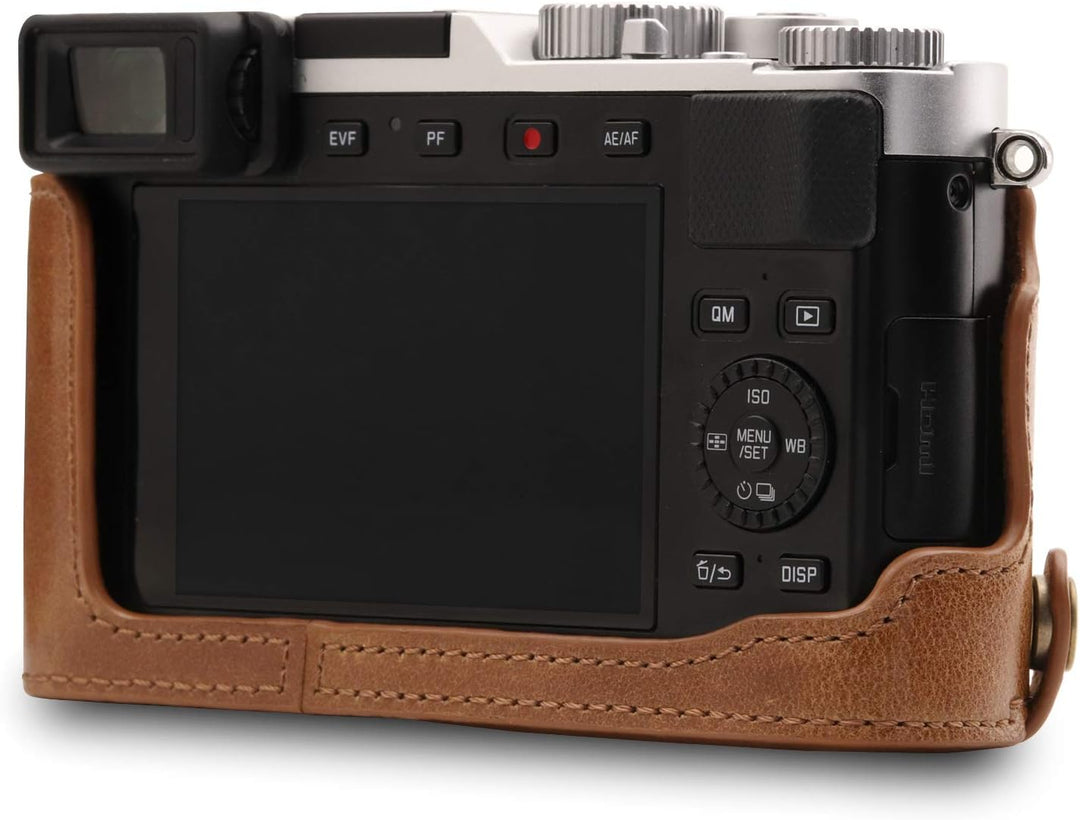 MegaGear Ever Ready Echtleder Kameratasche mit Trageriemen kompatibel mit Leica D-Lux 7 Braun, Braun