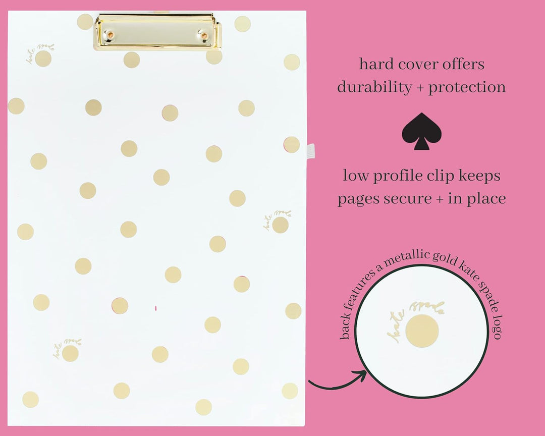 Kate Spade New York Clipboard Folio with Low Profile Clip, Professional Padfolio Includes Lined Note