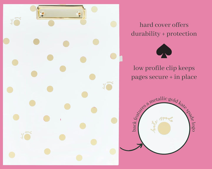 Kate Spade New York Clipboard Folio with Low Profile Clip, Professional Padfolio Includes Lined Note