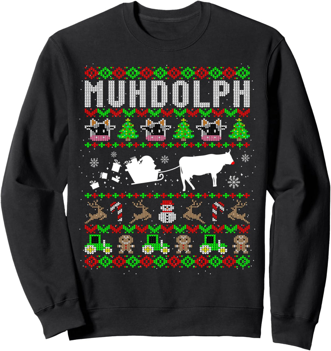 Lustiges Ugly Christmas Muhdolph Kühe Bauer Geschenk Sweatshirt