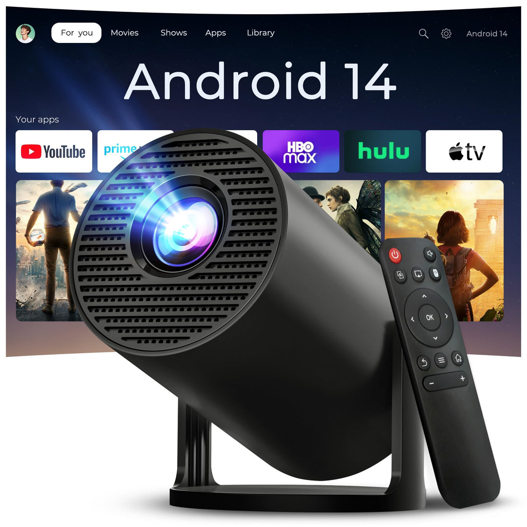 Mini Beamer 4K 1080P unterstützt Klein Projektor mit WiFi 6 Bluetooth 5.4, Auto Keystone Smart Porta