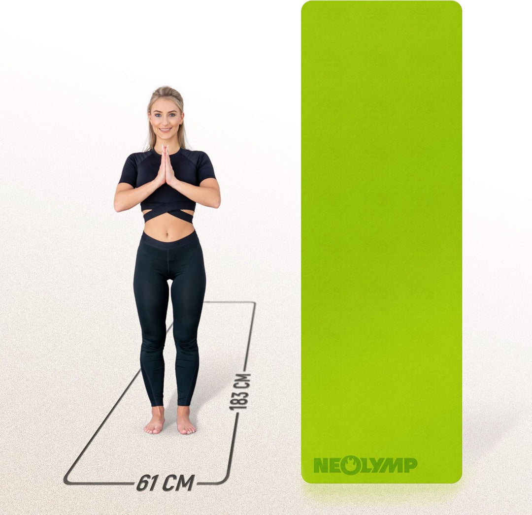 NEOLYMP Yogamatte rutschfest mit Tragegurt und Übungen - leichte Yogamatte dünn, umweltfreundliche G