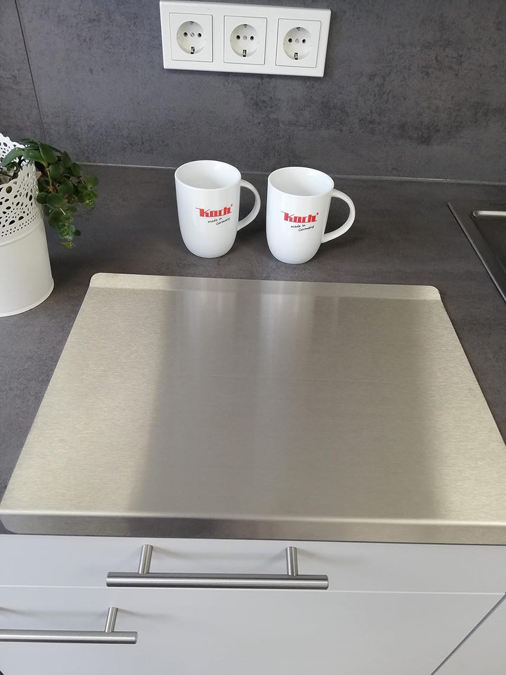 KOCH #68 Edelstahl Schneidebrett satinierte Oberfläche 50 x 40cm MIT hinterer Kantung - Hygiene Arbe