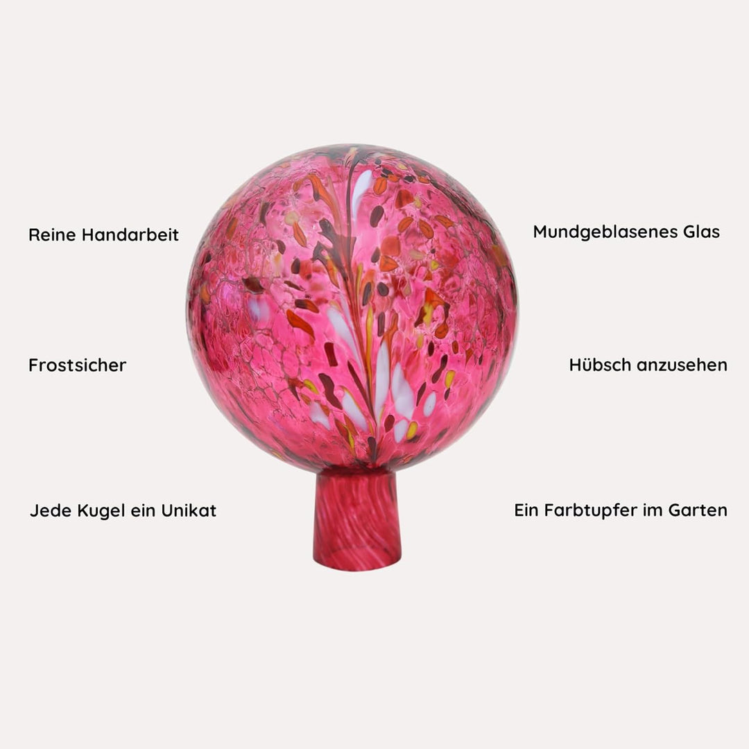 Lauschaer Glas Gartenkugel Rosenkugel aus Glas mit Granulat grün h 19cm,d 15cm mundgeblasen handgefo