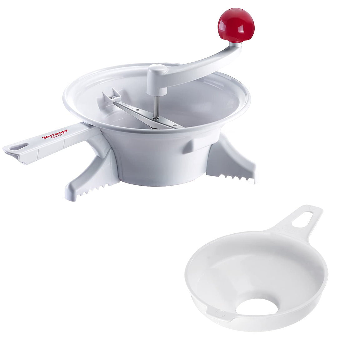 Westmark Einkoch-Set, 1 Passiermaschine/Passe-vite mit 2 Lochscheiben + 1 Einmach-/Marmeladen-Tricht