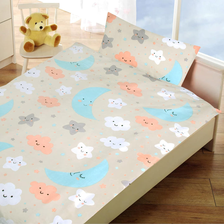 Kinder Bettwäsche 2-TLG (100x135cm / 40x60cm) Bettdecken Set, 100% Baumwolle - Babybettwäsche mit Mo