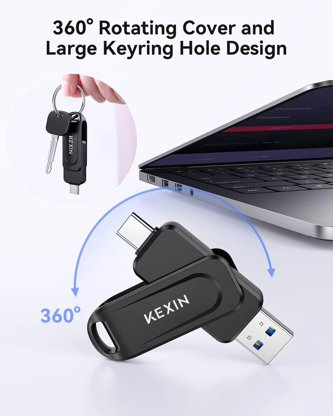 KEXIN USB C Stick 64GB USB 3.0 OTG, bis zu 110 MB/s, Dual-USB Type-C & USB-A Anschlüsse, Speichersti