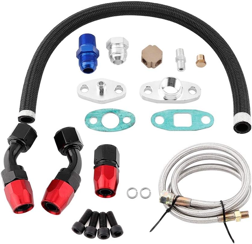 Turbolader-Ölablass-Kit Turbo-Ölzufuhr-Rücklaufleitung AN10 Fitting Adapter Flansch-Kit für T3 T4 GT