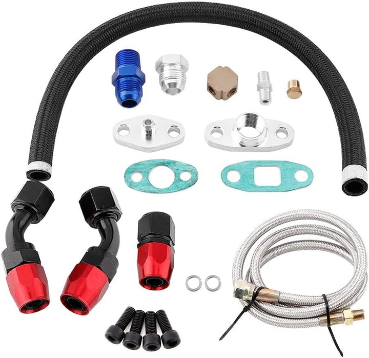 Turbolader-Ölablass-Kit Turbo-Ölzufuhr-Rücklaufleitung AN10 Fitting Adapter Flansch-Kit für T3 T4 GT