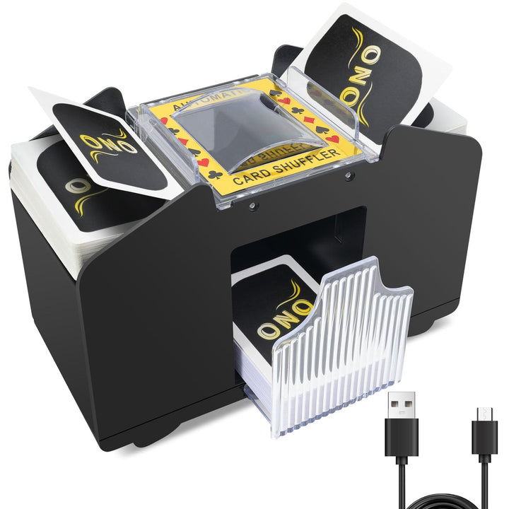 Elektrische Kartenmischmaschine, Automatischer Kartenmischer für 1–4 Decks, Kartenmischgerät für UNO