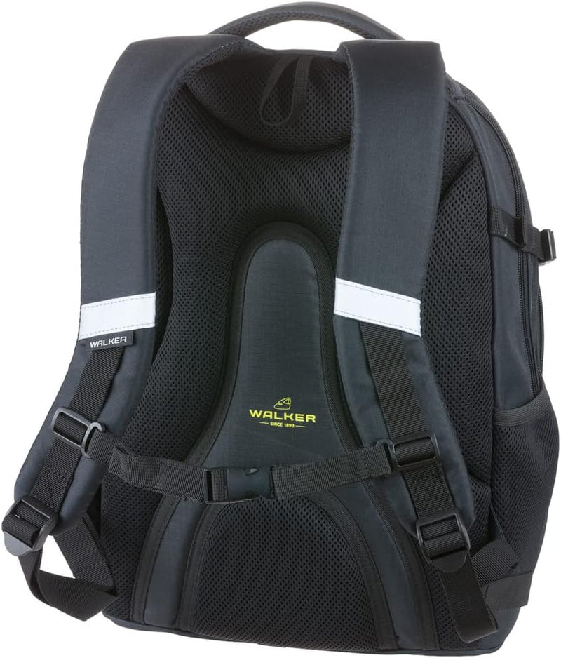 Walker 42041-079 - Schulrucksack Fame 2.0 "Uni Dark Grey" mit 2 Fächern, Vorderfach mit Organizer, S