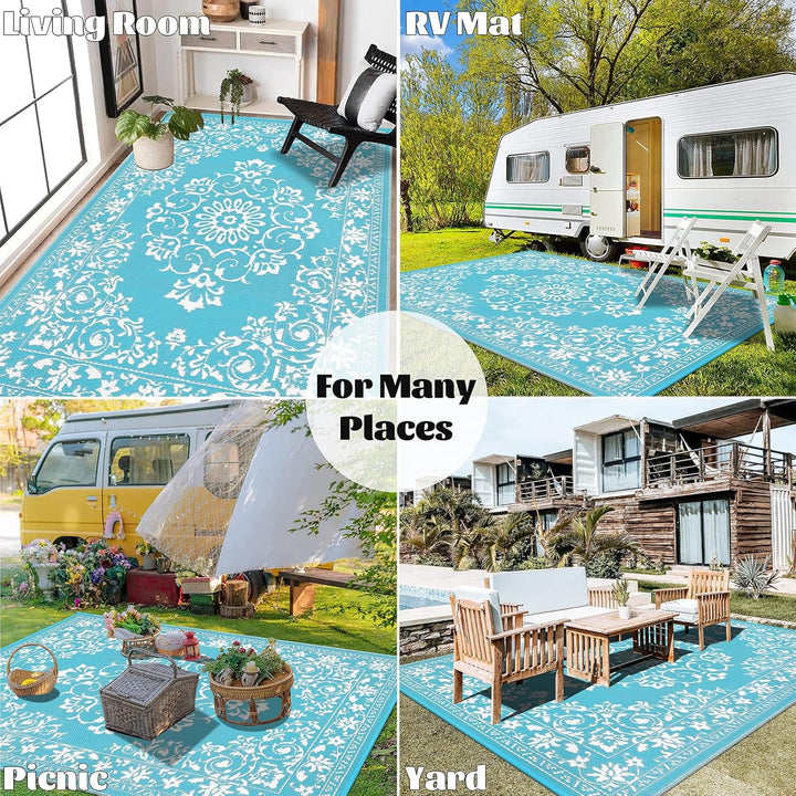 Enyhom Strapazierfähiger RV Camping Aussenteppich (OH-Türkis, 240 x 300 cm), Türkis