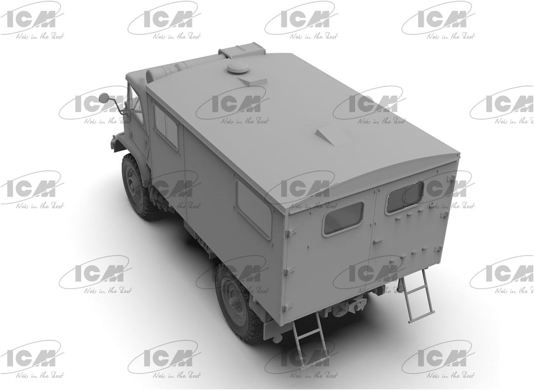 ICM ICM35136 1:35-Unimog S 404 w/Box Body, Bundeswehr LKW Massstab Modellbausatz