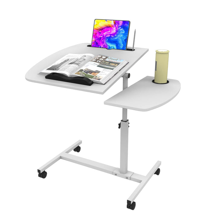 PIPIPOXER Laptoptisch Höhenverstellbar 61-91 cm, 60×40cm Mobiler Stehtisch mit 4 Rollen & 1 Stopp-Le
