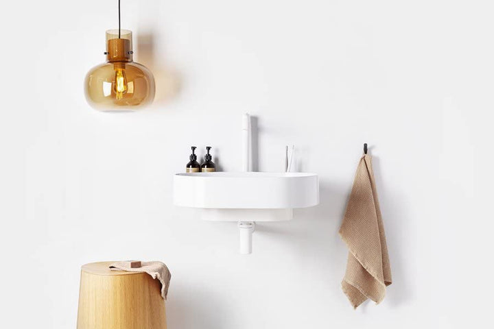 RAVAK Waschbecken-Set mit Original-Einbauregal und Weiss Zubehör, Waschbecken zur Wandmontage mit Ha