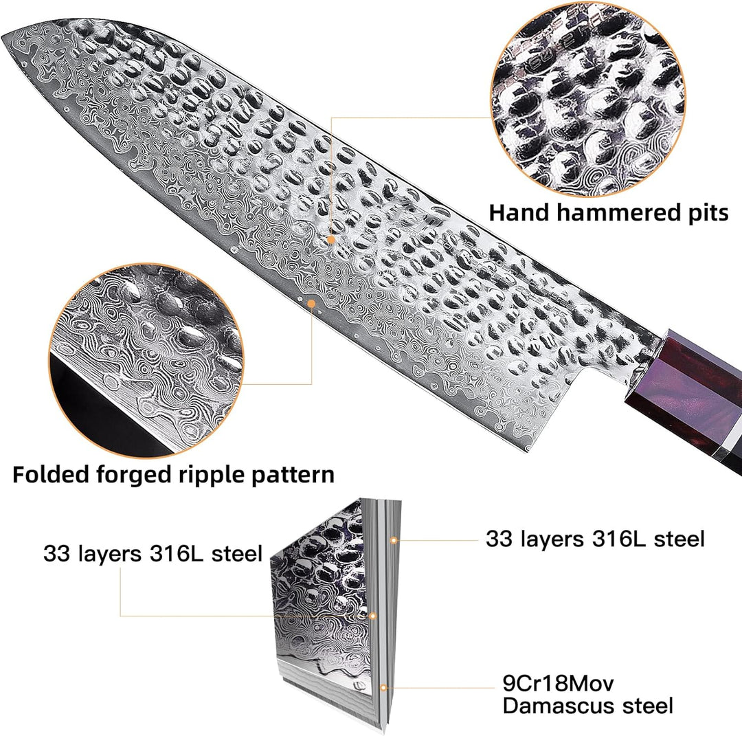 FINDKING Eternity Series Japanisches Santokumesser mit ABS Scheide, Professionelles Küchenmesser, 9C