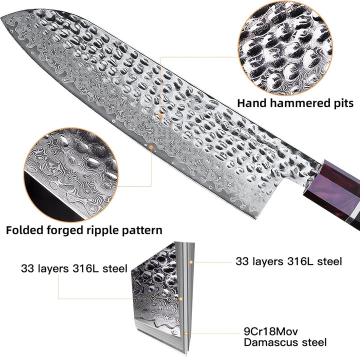 FINDKING Eternity Series Japanisches Santokumesser mit ABS Scheide, Professionelles Küchenmesser, 9C