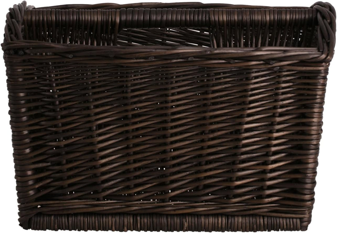 e-wicker24 Zeitungskorb mit Tragegriff, Zeitungsständer in Wengegrau, Zeitschriftenständer, Weidenko