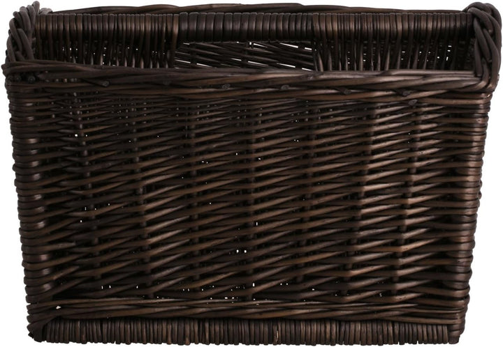 e-wicker24 Zeitungskorb mit Tragegriff, Zeitungsständer in Wengegrau, Zeitschriftenständer, Weidenko