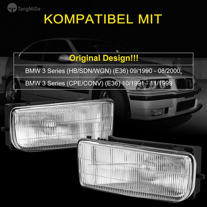 TangMiGe Nebelscheinwerfer für BMW E36 3er HB SDN WGN CPE CONV, (318i 318is 318ti 320i 323i 323is 32