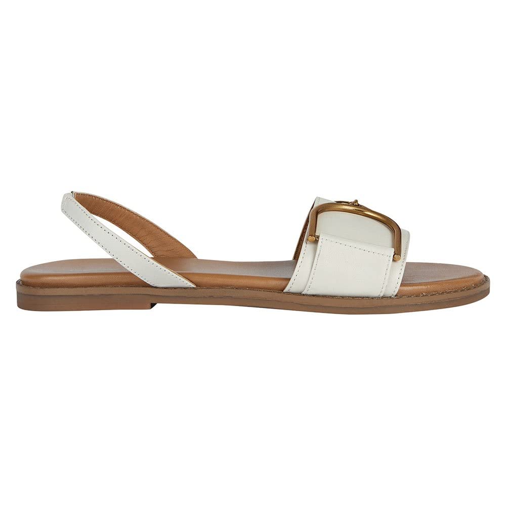 Geox Damen D NaileenFlat Sandal 40 EU Off White, 40 EU Off White