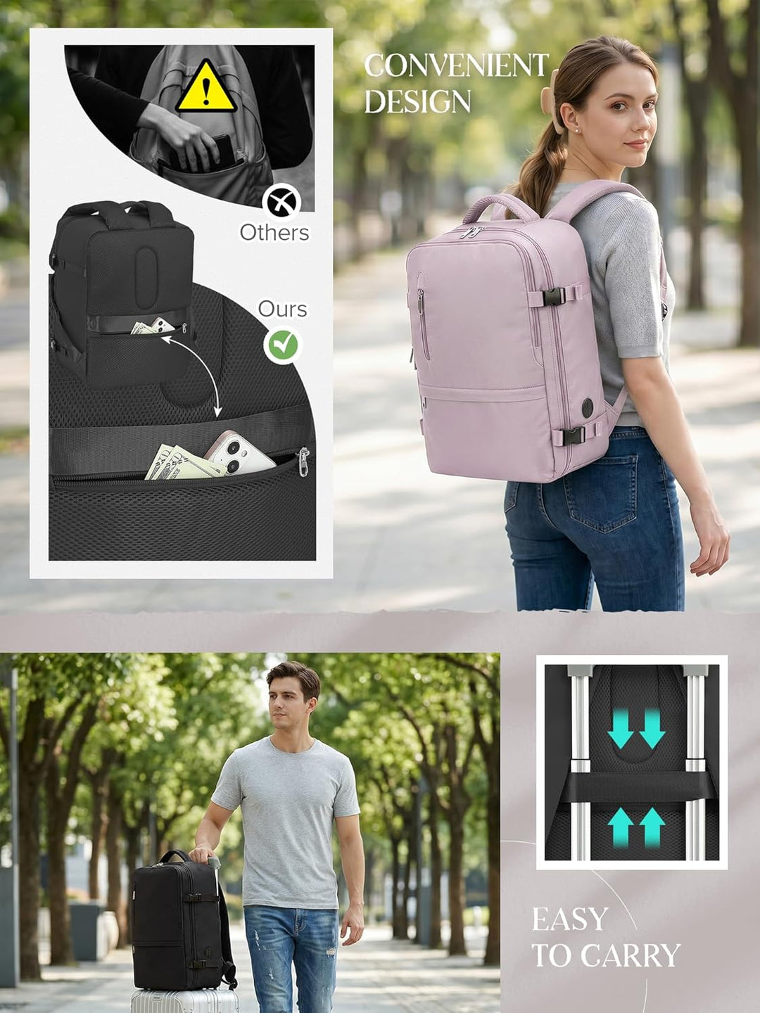Hayayu für Ryanair Handgepäck 40x30x20 Klein Handgepäck Rucksack Flugzeug Reiserucksack mit Laptopfa