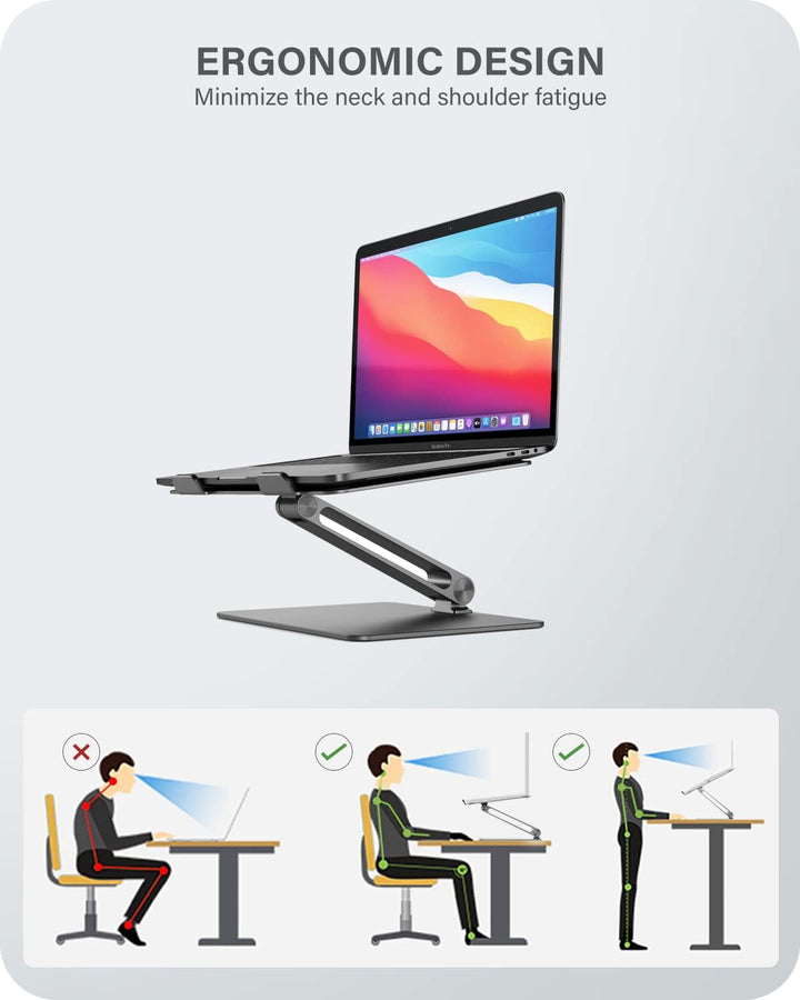 ALOGIC Elite Verstellbarer Laptopständer, Ergonomischer Riser im Aluminiumdesign, tragbar und robust