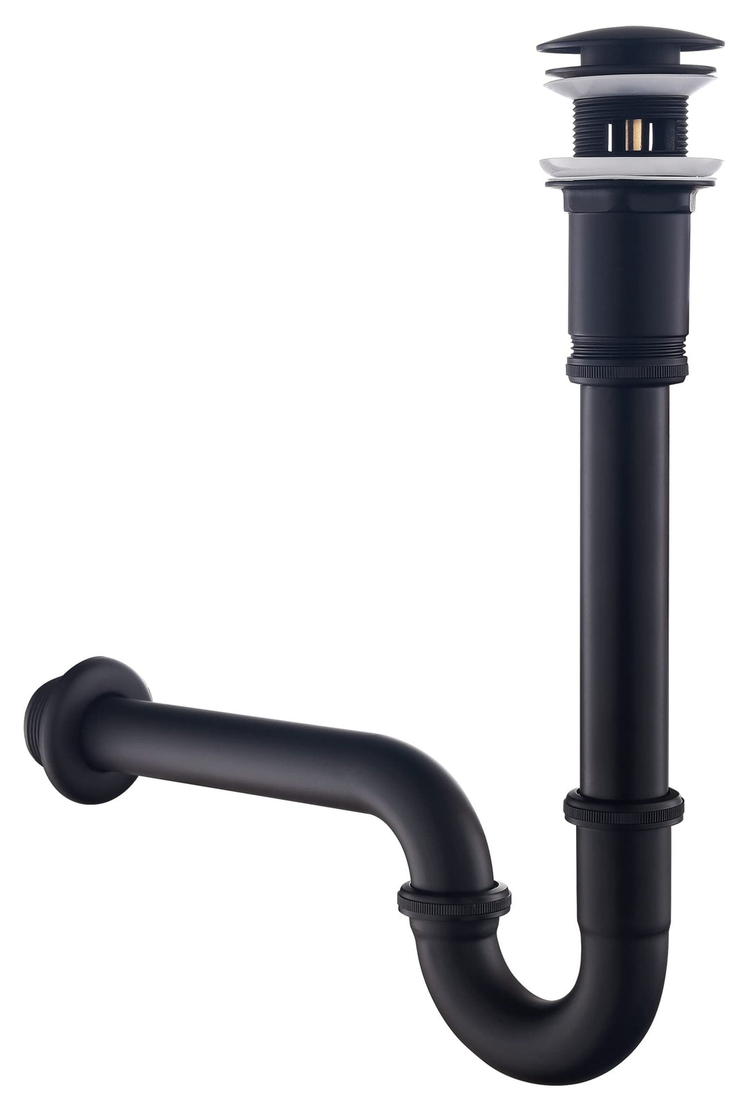 SET - Siphon mit Ablaufgarnitur mit Überlauf für Waschbecken Schwarz Matt - Keymark Universal Röhren