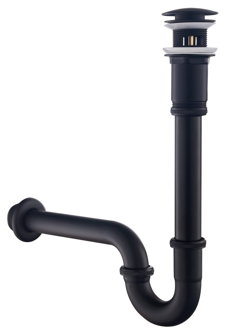 SET - Siphon mit Ablaufgarnitur mit Überlauf für Waschbecken Schwarz Matt - Keymark Universal Röhren