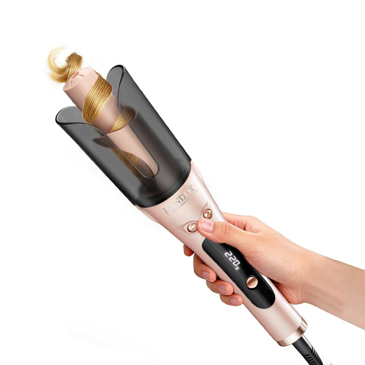 LANDOT 25mm Automatischer Rotierender Lockenstab - Für Beach Waves und Natürliche Locken, mit 8 Temp