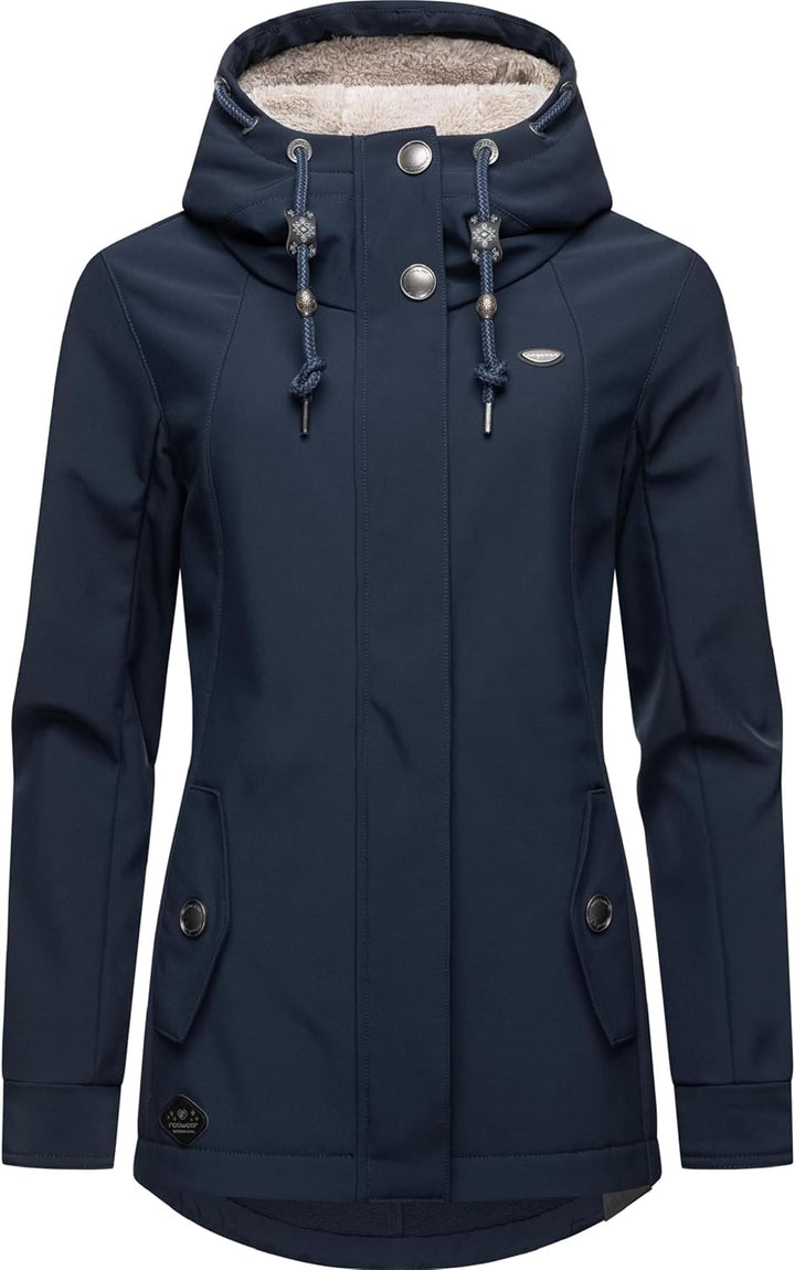 Ragwear Damen Übergangsjacke Softshelljacke wasserdicht atmungsaktiv mit Kapuze Monadde Softshell XS