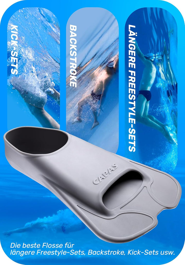 CAPAS Kurze Trainingsflossen für Schwimmen | Komfortable Silikon Schwimmflossen | Kurzflossen | Tauc