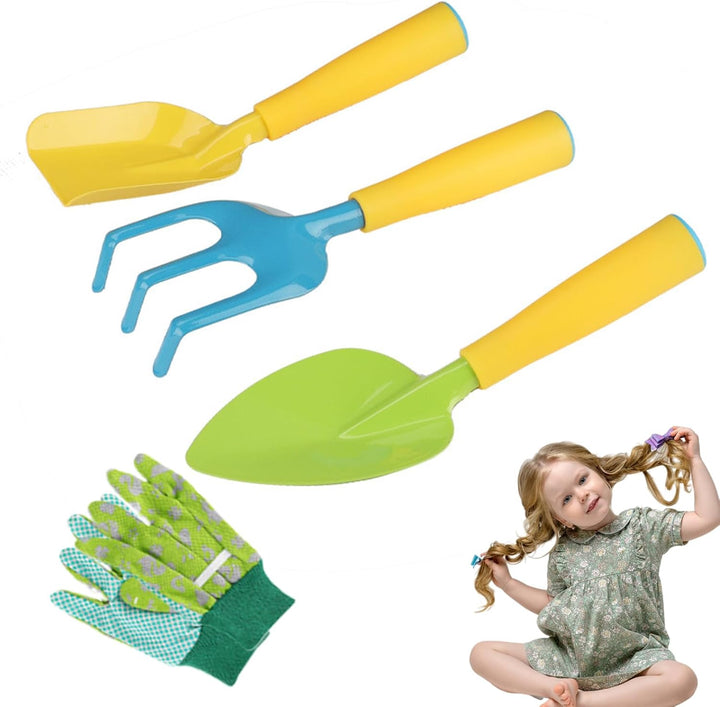 Gartenset für Kinder, Gartengeräte für Kinder, 4-teilig, ergonomisches Mini-Gartenset für Kleinkinde