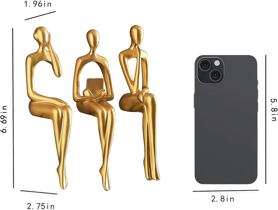 XINXUAN Goldene Statue, Heimdekorationen für Wohnzimmer, Regal-Dekor, modernes Bücherregal, Dekorati