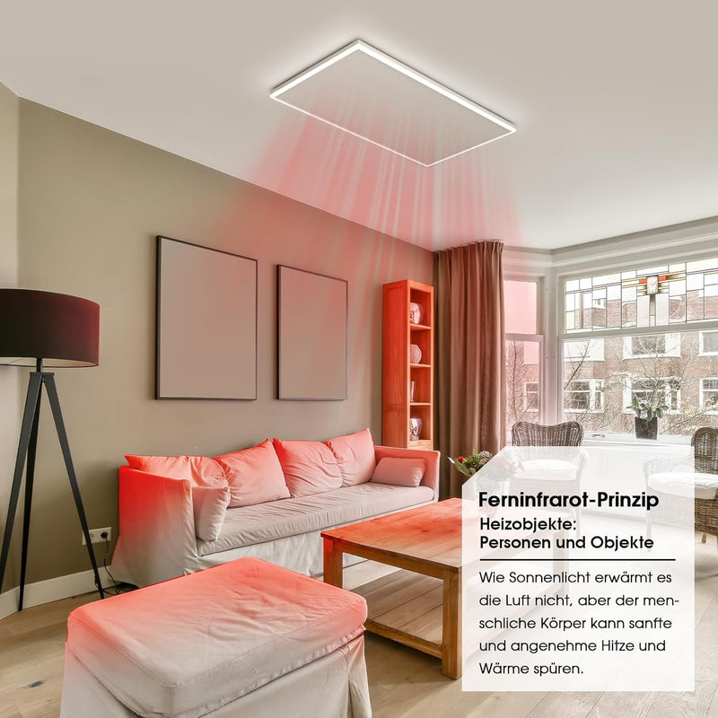Infrarotheizung Decke mit Thermostat 400 Watt, Deckenheizung Infrarot mit LED Beleuchtung, Infraroth