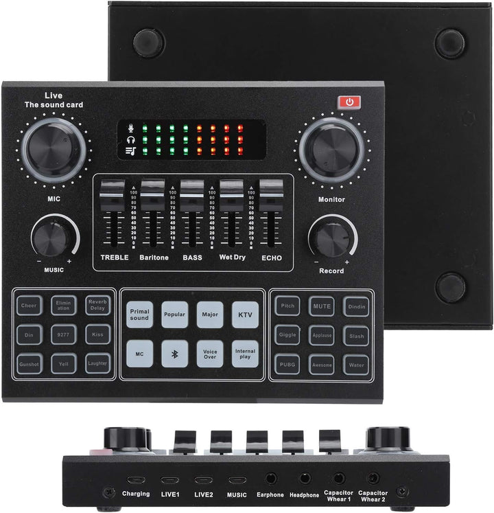 V9 Bluetooth Soundkarte, Stereo Audio Mixer, Externe Sound Mixer, Universal Broadcast Voice Changer,