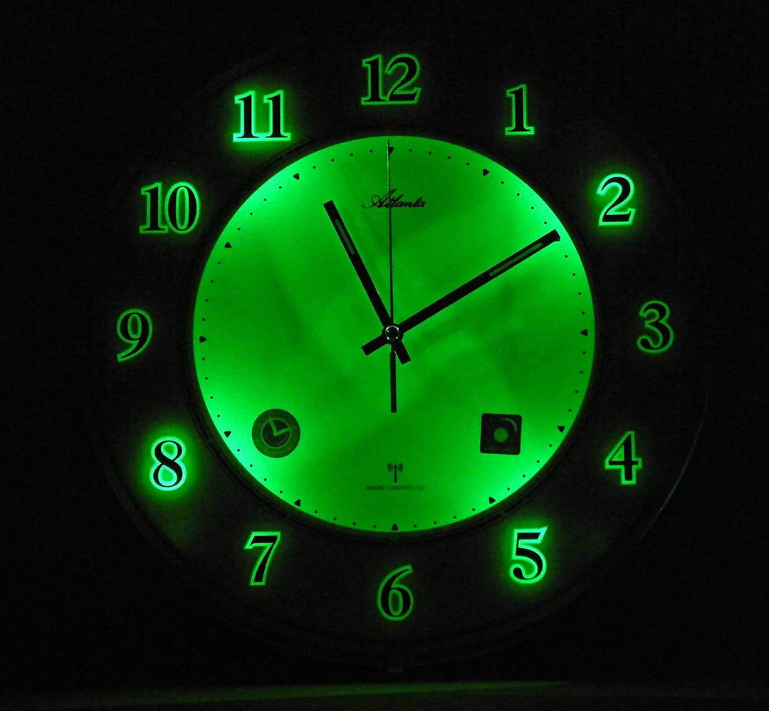 Atlanta Funk Wanduhr mit automatischem Nachtlicht Analog Silber - 4299, 33cm