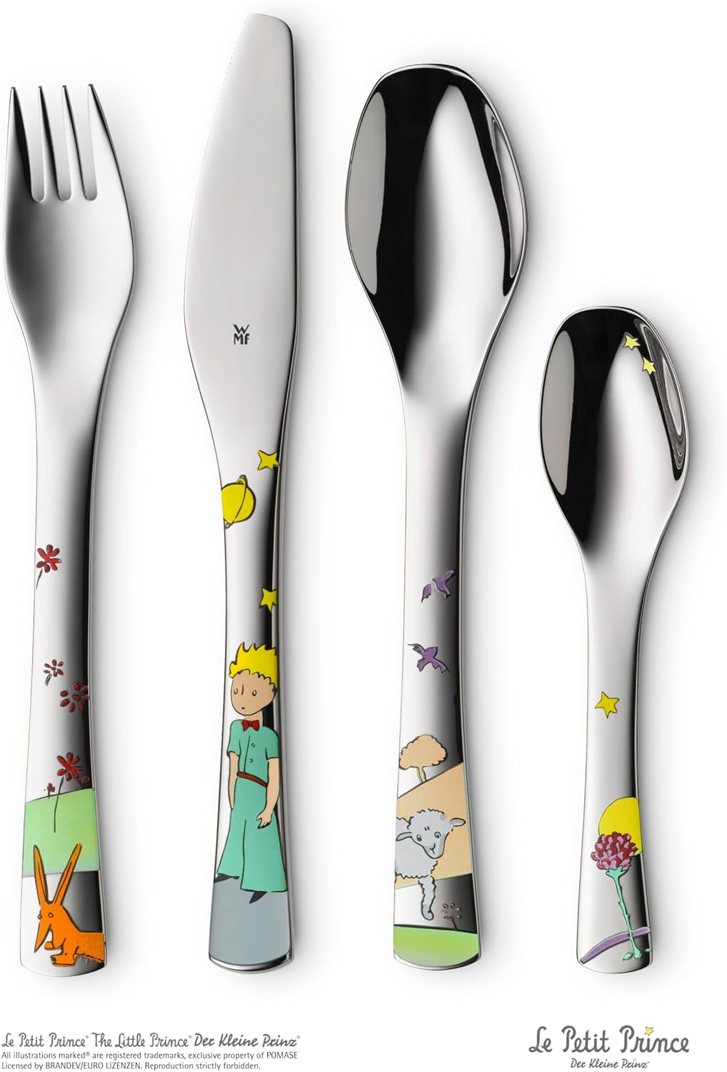 WMF Kindergeschirr-Set Der kleine Prinz, 6-teilig – Edelstahl Besteck mit persönlicher Gravur – Kind