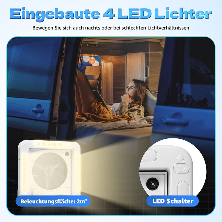 28 * 28cm Dachlüfter mit LED-Leuchten Wohnwagen-Dachlüfter (mit Belüftung Wohnwagen-Luke Fenster)