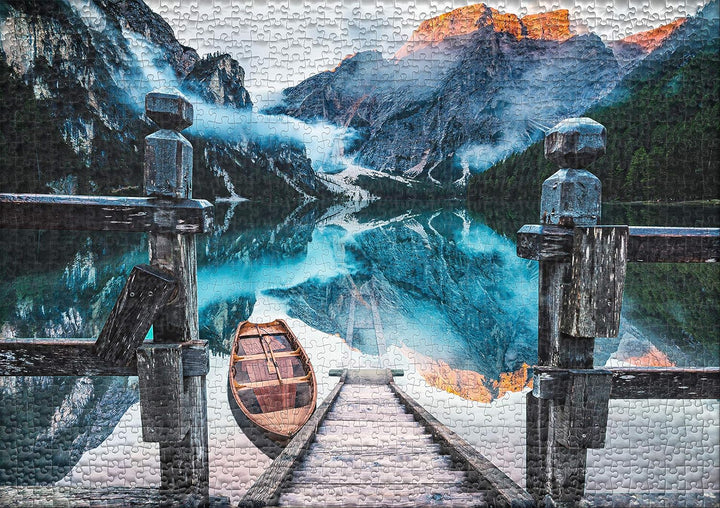 Ulmer Puzzleschmiede - Puzzle „Wildsee“ – Klassisches 1000 Teile Puzzle – Puzzlemotiv des abendliche