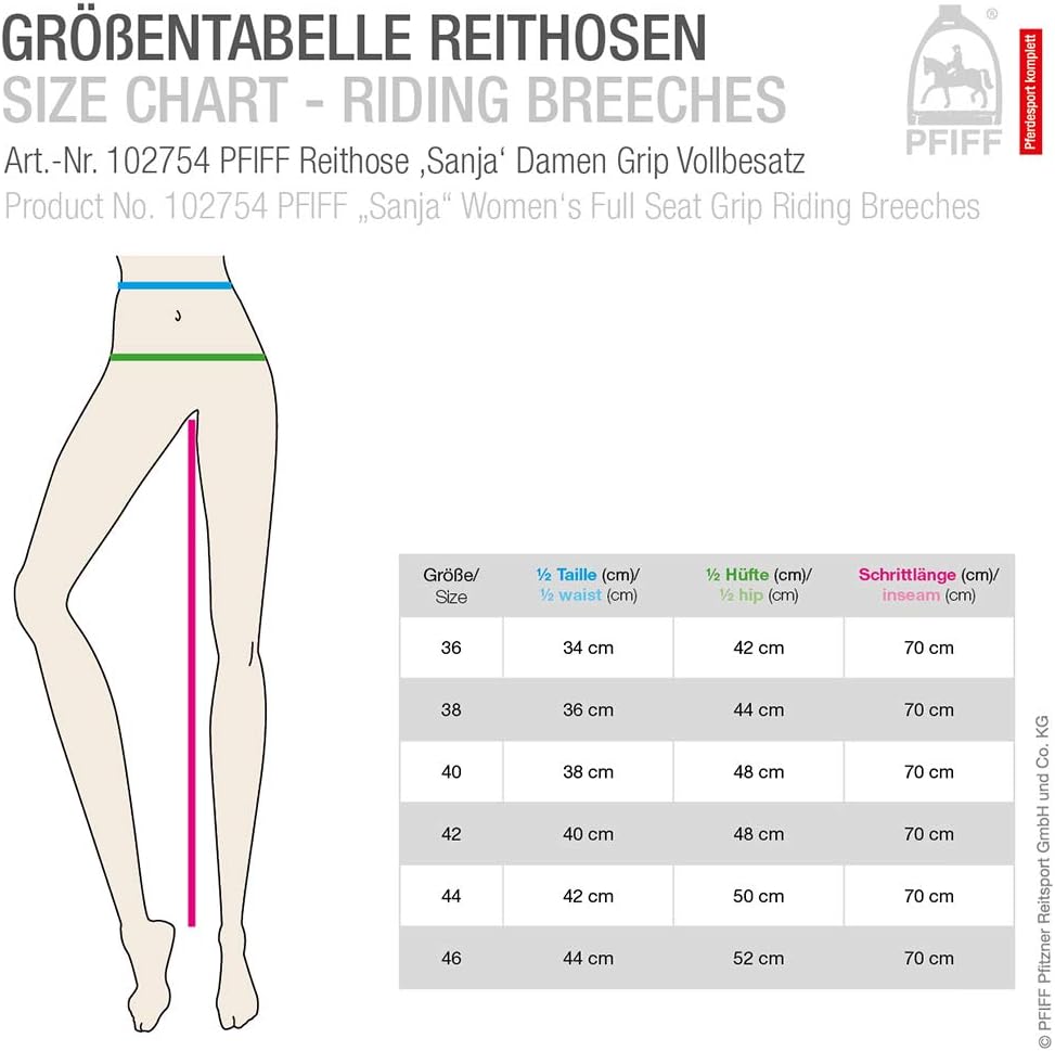 PFIFF Reithose Sanja Silikon-Grip-Vollbesatz Damen Dunkelblau 36
