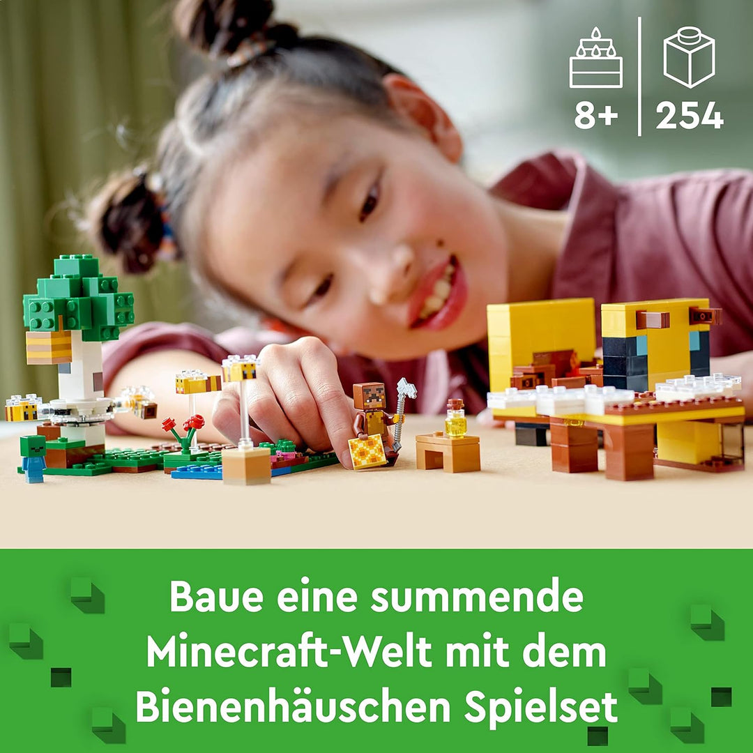 LEGO 21241 Minecraft Das Bienenhäuschen, Farm-Spielzeug mit baubarem Haus, Baby-Zombie und Tier-Figu