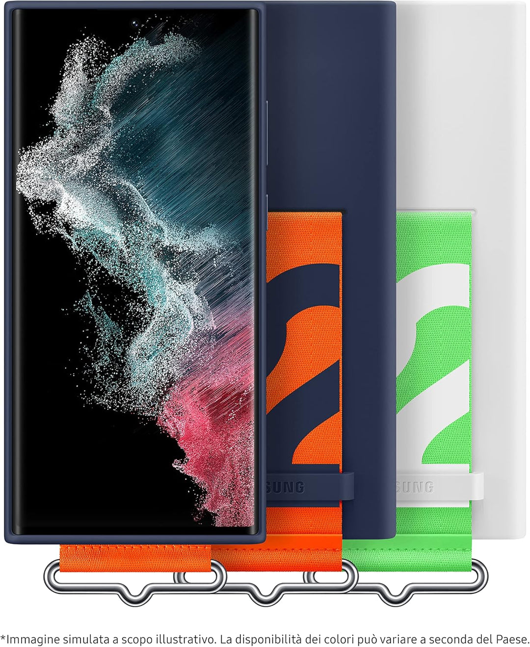 Samsung Silicone Cover Smartphone Cover mit Strap EF-GS908 für Galaxy S22 Ultra, Handy-Hülle, Siliko