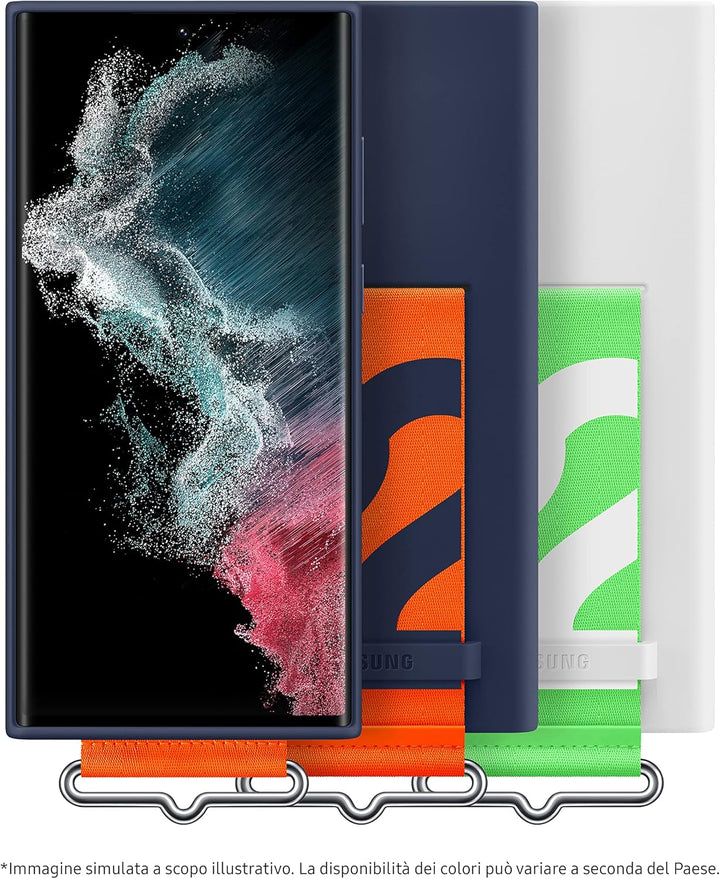Samsung Silicone Cover Smartphone Cover mit Strap EF-GS908 für Galaxy S22 Ultra, Handy-Hülle, Siliko