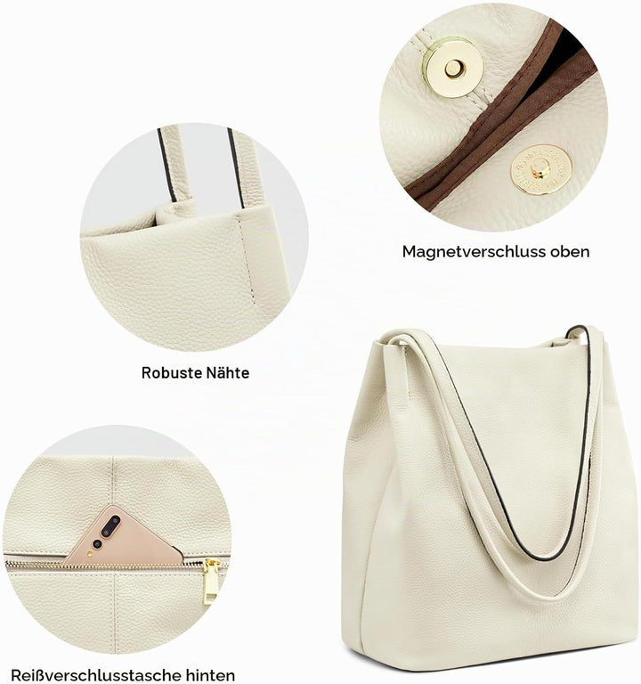 Kattee Damen Handtaschen und Tragetaschen aus weichem Echtleder Schultertasche mit magnetischem Druc