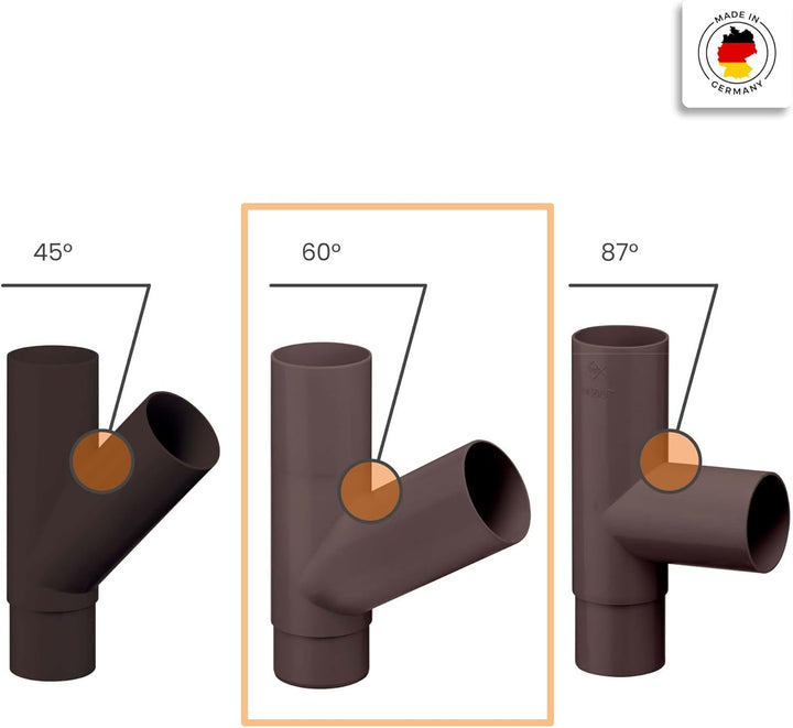 INEFA Abzweiger Fallrohr 60 Grad DN100/100 / 100mm/100mm Dunkelbraun | Kunststoff Zubehör Dachentwäs