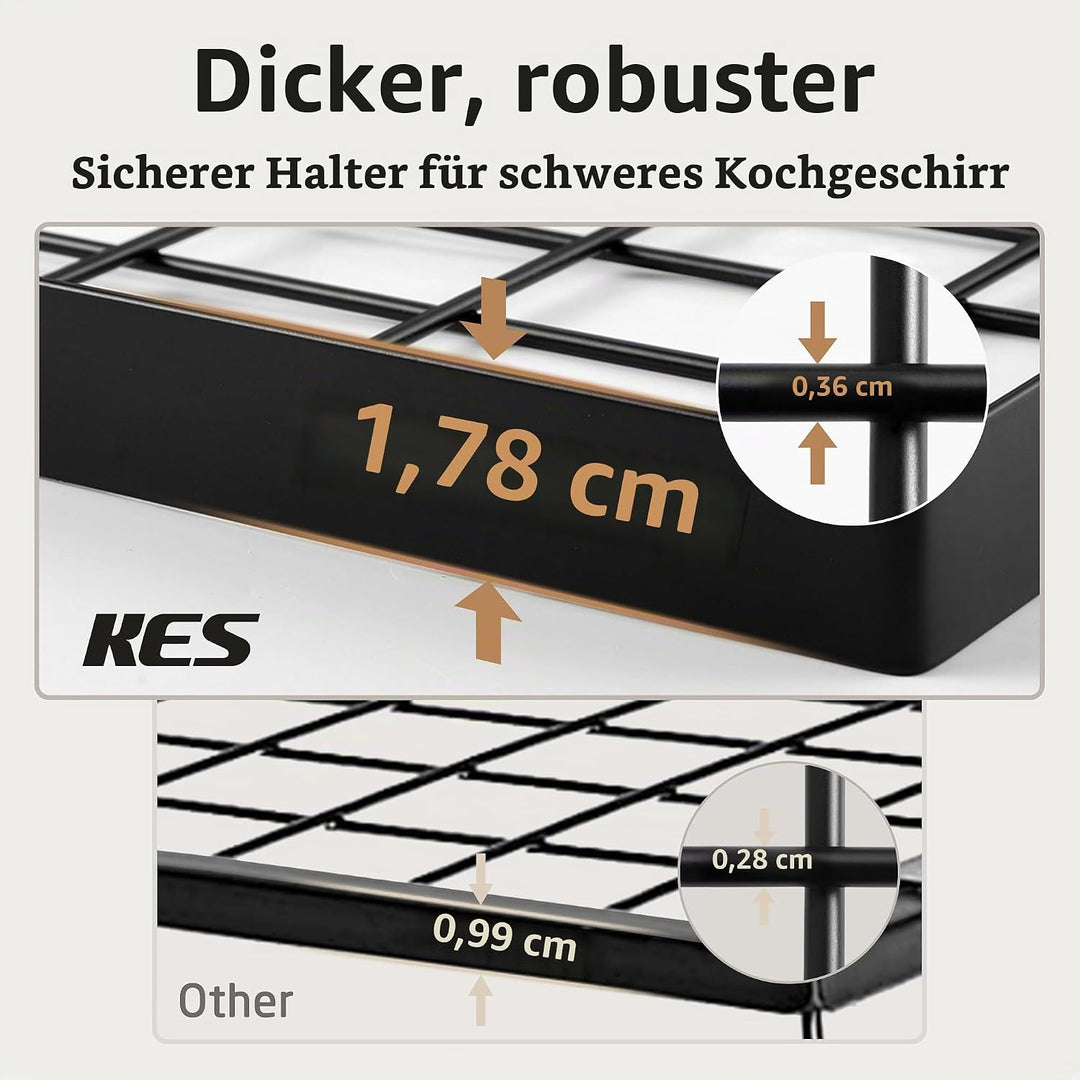 KES Küchenregal Doppel Pfannenhalter Küchenutensilienhalter Küche Pfannenhalter Hängeregal Pfanne Wa