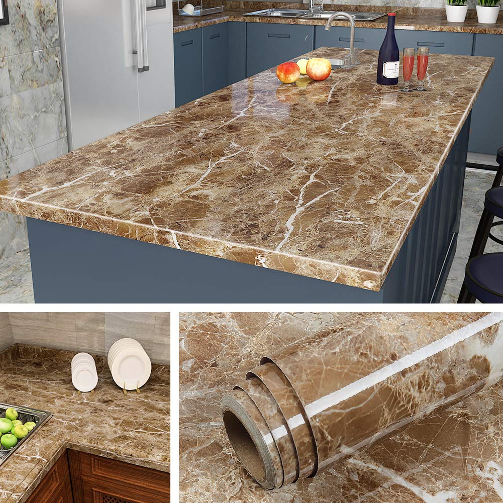 Livelynine 5M X 60 CM Breit Klebefolie Marmor Folie Für Möbel Tisch Küche Arbeitsplatte Fensterbank