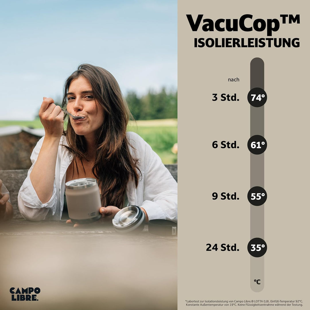 Campo Libre.® Lotta, Thermobehälter für Essen, Edelstahl Thermobecher Essen mit Löffel, Warmhaltebeh