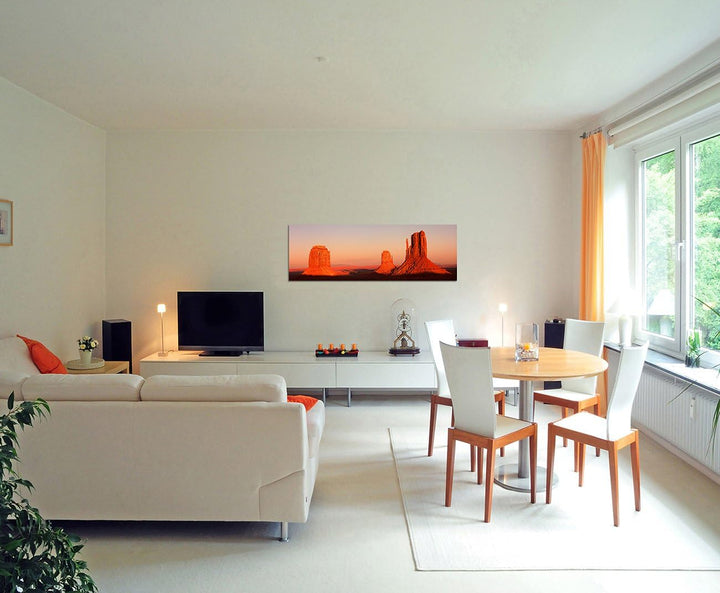 Paul Sinus Art Panoramabild auf Leinwand und Keilrahmen 150x50cm USA Monument Valley Sonnenuntergang